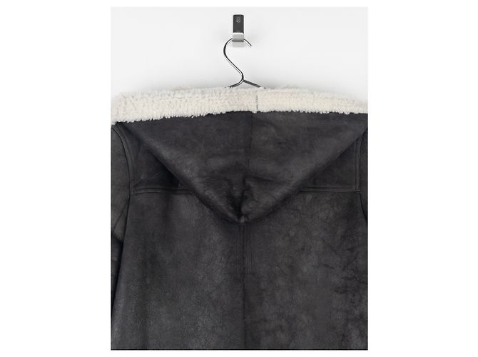 Casaco Duffle de Couro e Shearling Rick Owens AW17 Cinza - vista 11