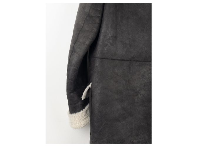 Casaco Duffle de Couro e Shearling Rick Owens AW17 Cinza - vista 13