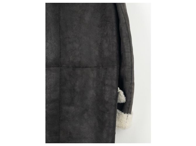 Casaco Duffle de Couro e Shearling Rick Owens AW17 Cinza - vista 14