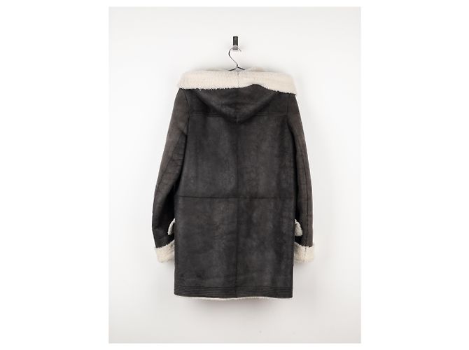 Casaco Duffle de Couro e Shearling Rick Owens AW17 Cinza - vista 2