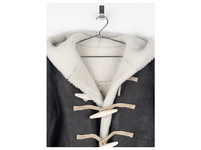 Casaco Duffle de Couro e Shearling Rick Owens AW17 Cinza - vista 3