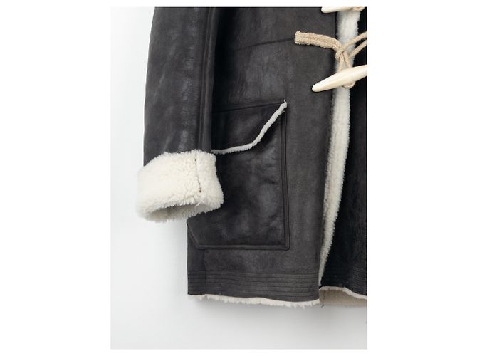 Casaco Duffle de Couro e Shearling Rick Owens AW17 Cinza - vista 6