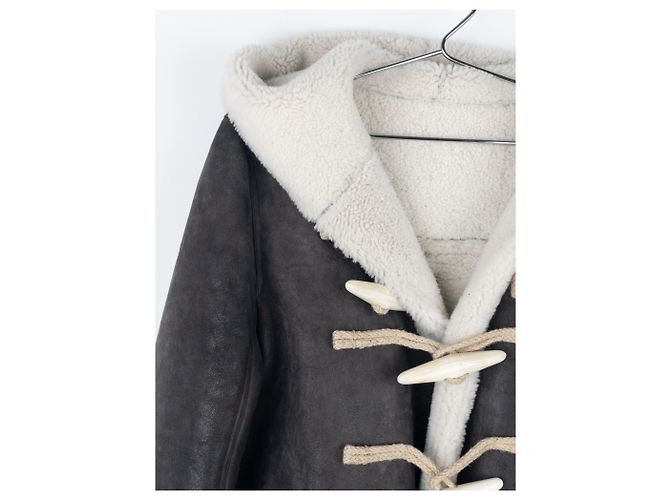 Casaco Duffle de Couro e Shearling Rick Owens AW17 Cinza - vista 8