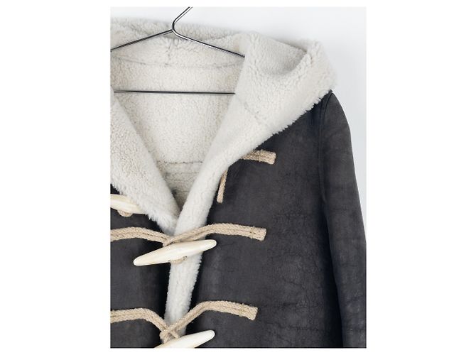 Casaco Duffle de Couro e Shearling Rick Owens AW17 Cinza - vista 9