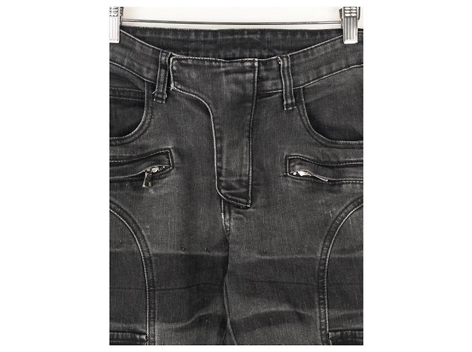 Balmain Bondage-Gurt Biker Cargo Denim Jeans Grau - Ansicht 5