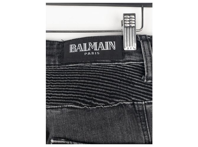 Balmain Bondage-Gurt Biker Cargo Denim Jeans Grau - Ansicht 9
