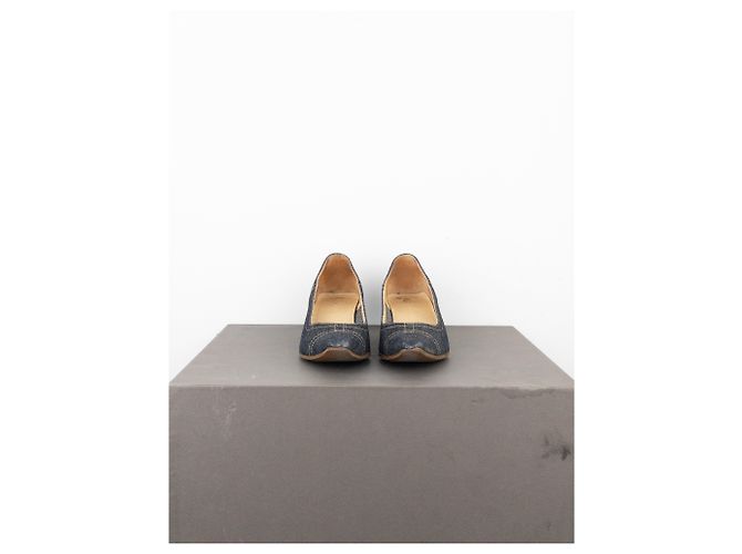 Miu Miu Tacones Kitten de Denim con Punta Cuadrada de los Años 2000 Azul - vista 5