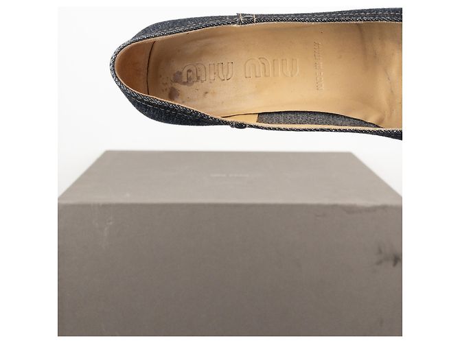 Miu Miu Tacones Kitten de Denim con Punta Cuadrada de los Años 2000 Azul - vista 8