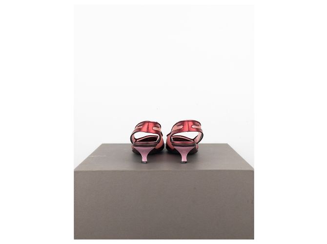 Miu Miu SS00 Tacones Kitten Slingback Transparentes Space Bubble Roja - vista 6