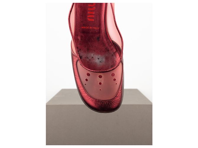 Miu Miu SS00 Tacones Kitten Slingback Transparentes Space Bubble Roja - vista 7