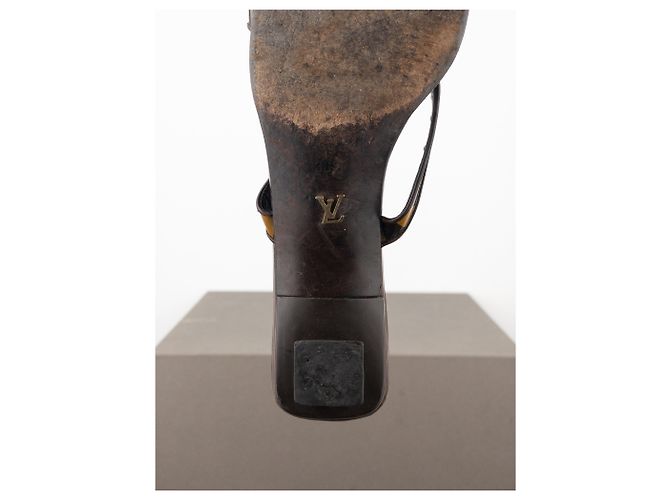 Mules de tacón cuadrado Damier de los 2000 de Louis Vuitton Castaño - vista 9