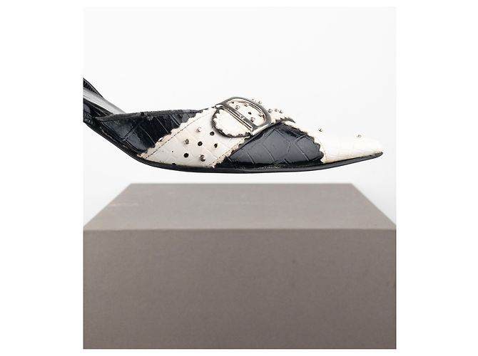Mule slingback de cocodrilo 'D Trick' de Dior por Galliano SS04 Blanco - vista 10