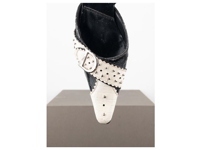 Mule slingback de cocodrilo 'D Trick' de Dior por Galliano SS04 Blanco - vista 7