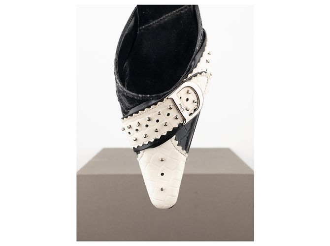 Mule slingback de cocodrilo 'D Trick' de Dior por Galliano SS04 Blanco - vista 8