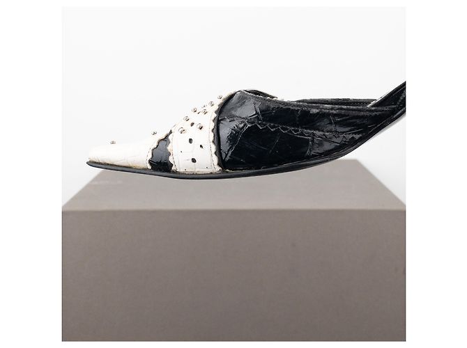 Mule slingback de cocodrilo 'D Trick' de Dior por Galliano SS04 Blanco - vista 9