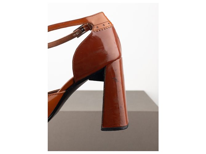 Décolleté brogue a punta quadrata Prada AW99 Marrone - vista 10