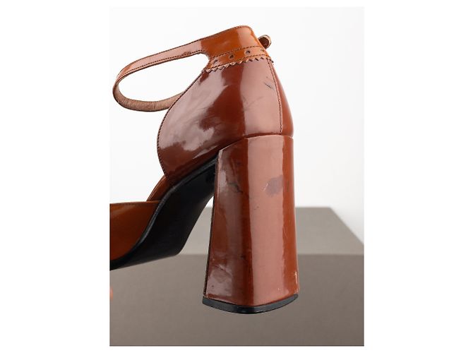 Décolleté brogue a punta quadrata Prada AW99 Marrone - vista 12