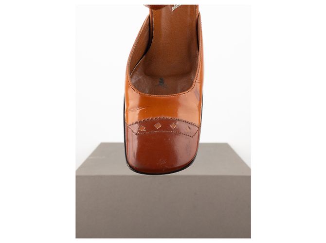 Décolleté brogue a punta quadrata Prada AW99 Marrone - vista 8