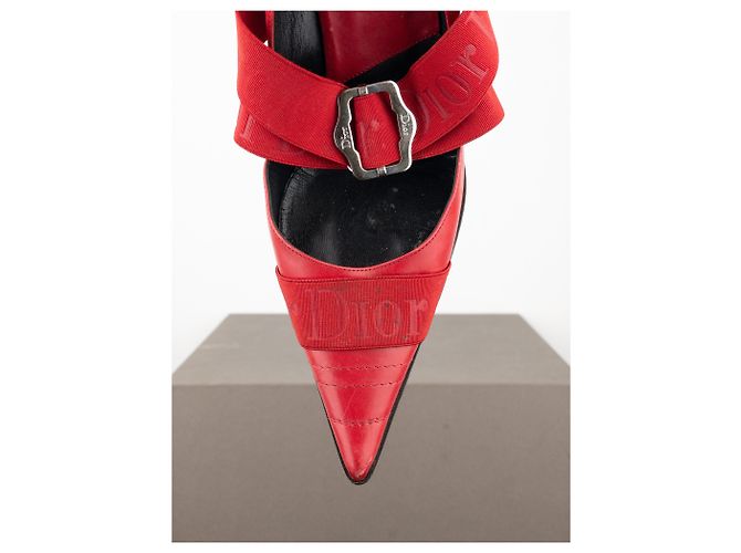 Décolleté a punta affilata Bondage di Dior by Galliano degli anni 2000 Rosso - vista 7