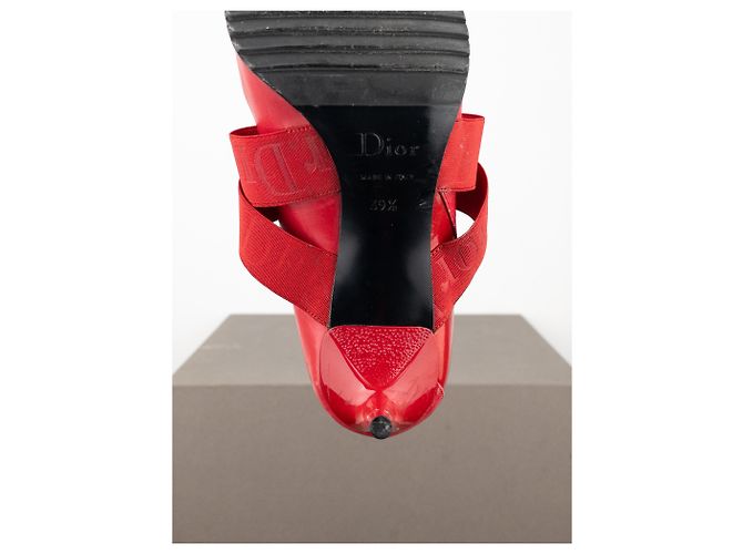 Décolleté a punta affilata Bondage di Dior by Galliano degli anni 2000 Rosso - vista 9