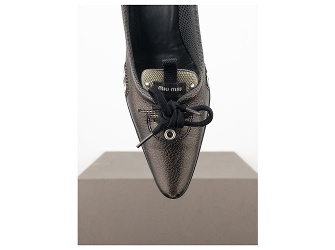 Miu Miu AW99 Scarpe Sportive con Lacci e Tacchi Kitten Marrone - vista 11