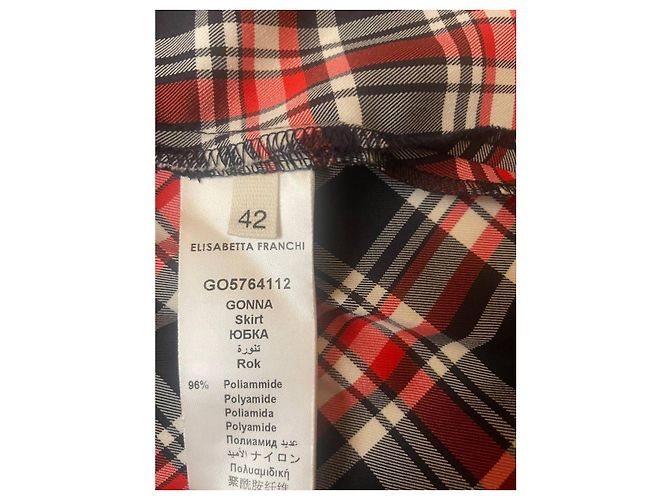 Falda plisada de cuadros Elisabetta Franchi Blanco Roja Azul oscuro - vista 3