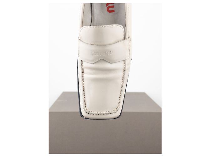 Miu Miu Mocasines de punta cuadrada de los 2000 Blanco - vista 7