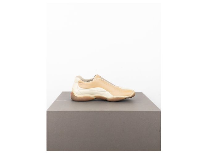 Sneakers basse moto sport con punta quadrata Prada AW99 Beige - vista 4