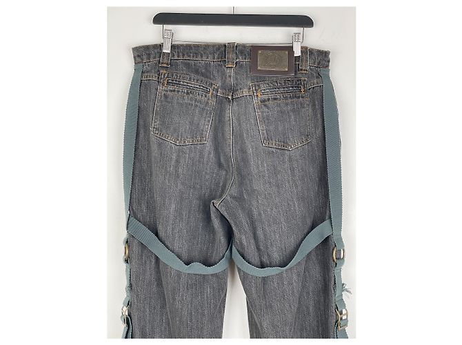 Jeans de denim com arnês de bondage Dolce & Gabbana AW03 Cinza - vista 12