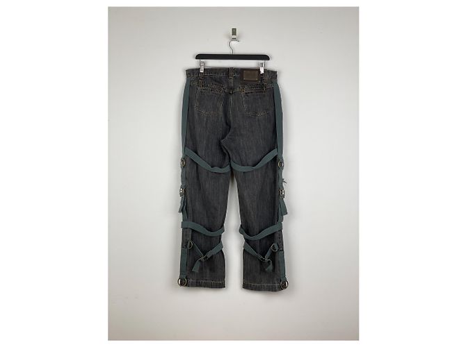 Jeans de denim com arnês de bondage Dolce & Gabbana AW03 Cinza - vista 2