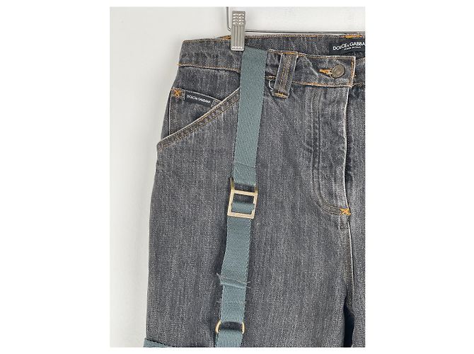 Jeans de denim com arnês de bondage Dolce & Gabbana AW03 Cinza - vista 3