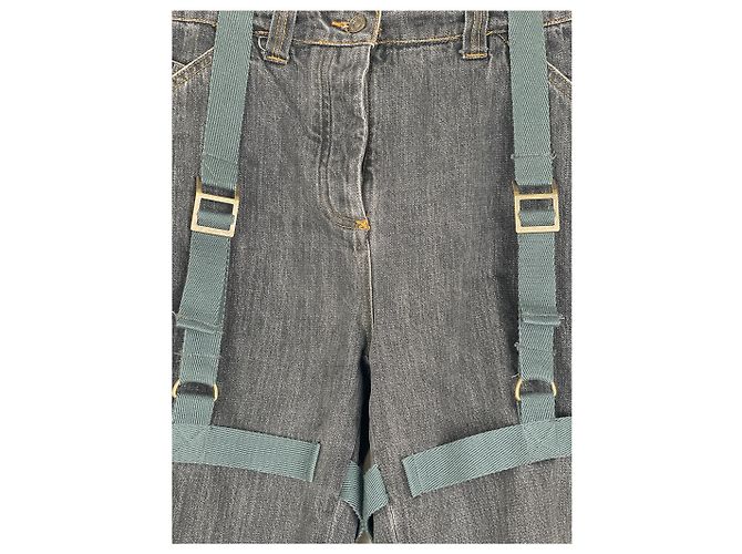 Jeans de denim com arnês de bondage Dolce & Gabbana AW03 Cinza - vista 5