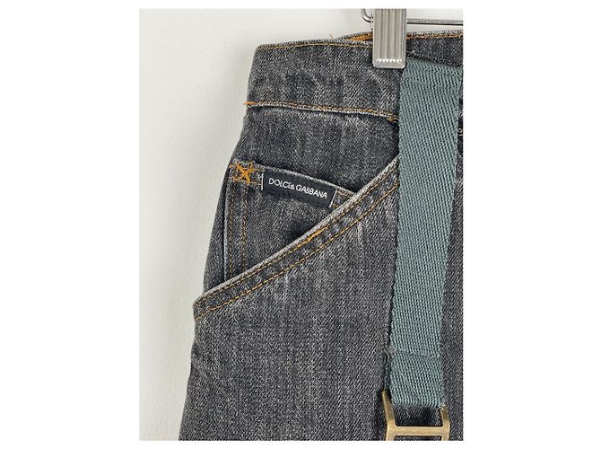 Jeans de denim com arnês de bondage Dolce & Gabbana AW03 Cinza - vista 9