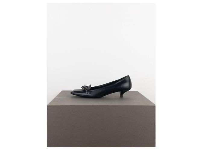Prada Mocassini con Punta Quadrata e Catena degli Anni 2000 Nero - vista 3