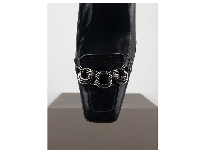 Prada Mocassini con Punta Quadrata e Catena degli Anni 2000 Nero - vista 7