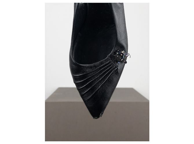 Miu Miu SS00 Tacones kitten de punta afilada con tira trasera Negro - vista 7