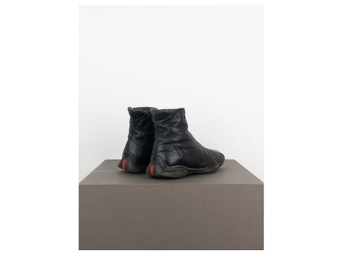 Botas de moto de punta cuadrada Prada AW99 Negro - vista 2