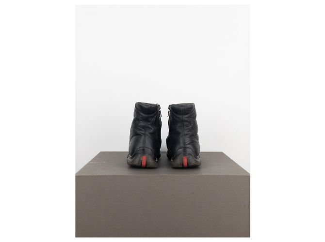 Botas de moto de punta cuadrada Prada AW99 Negro - vista 6