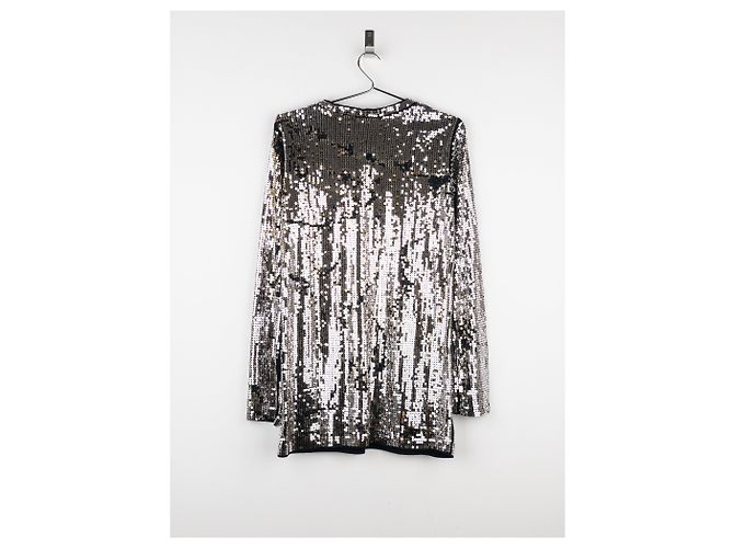 Camicia a maniche lunghe in paillettes usurate Balmain di Decarnin AW10 Argento - vista 2