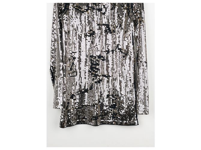 Camicia a maniche lunghe in paillettes usurate Balmain di Decarnin AW10 Argento - vista 4
