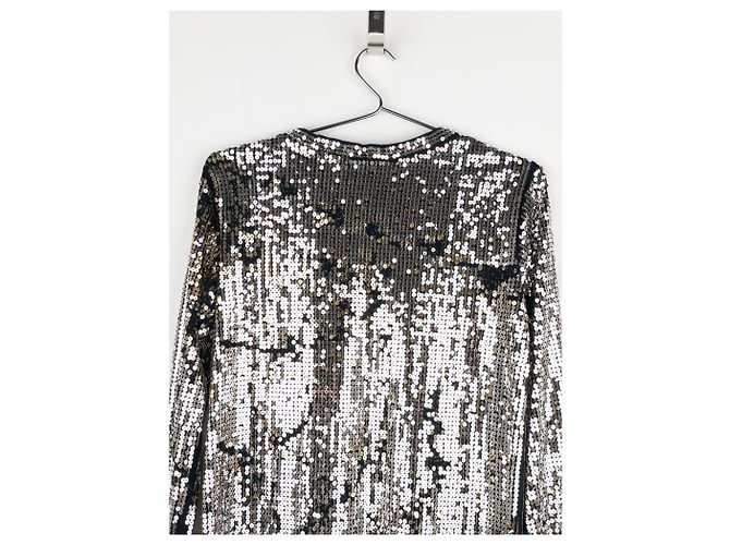 Camicia a maniche lunghe in paillettes usurate Balmain di Decarnin AW10 Argento - vista 8
