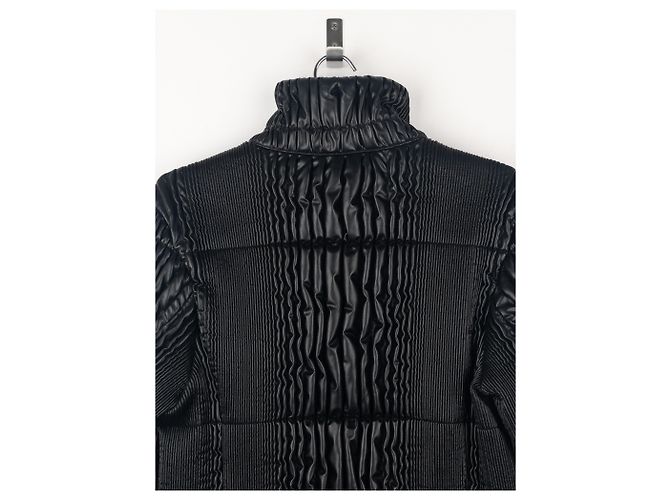 Jaqueta acolchoada de couro sintético com franzidos Ripple da Prada AW08 Preto - vista 10