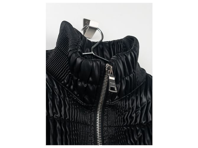 Jaqueta acolchoada de couro sintético com franzidos Ripple da Prada AW08 Preto - vista 8