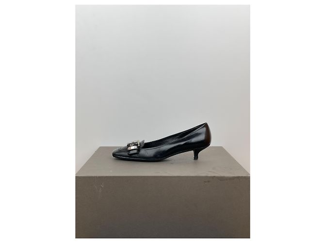 Prada 2000s Square Toe Buckle-Strap Pump Kitten Heels Black - view 3