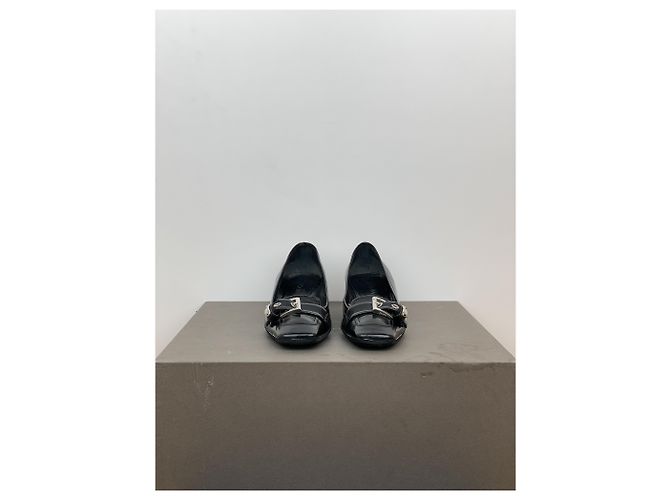 Prada 2000s Square Toe Buckle-Strap Pump Kitten Heels Black - view 5