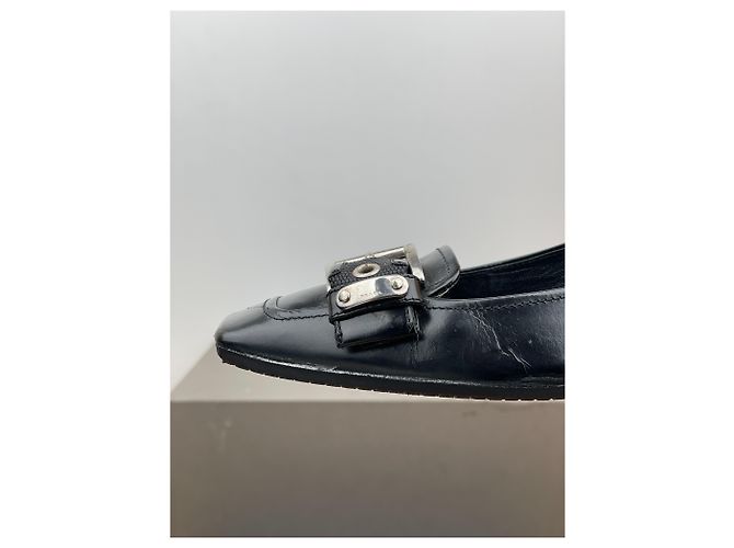 Prada 2000s Square Toe Buckle-Strap Pump Kitten Heels Black - view 8