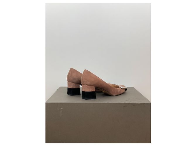 Zapatos de ballet de ante con gran cierre Prada de los 2000 Castaño - vista 2