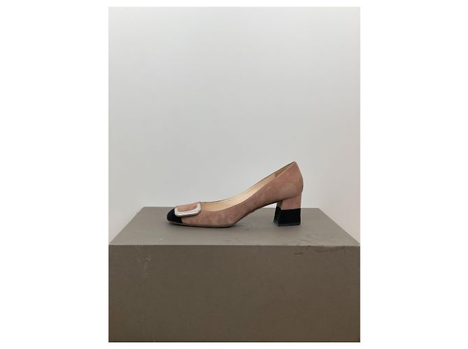 Zapatos de ballet de ante con gran cierre Prada de los 2000 Castaño - vista 3