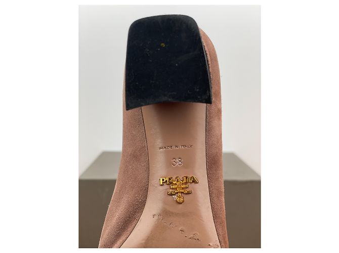 Zapatos de ballet de ante con gran cierre Prada de los 2000 Castaño - vista 9