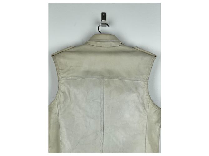 Ärmellose Leder-Motorradweste RAF von Raf Simons AW05 Weiß - Ansicht 11